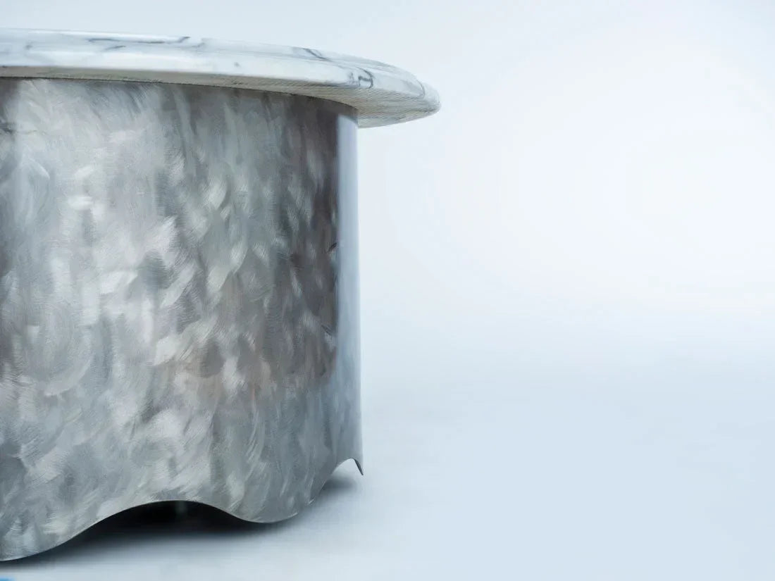 Round Marble Table with Wave Base Enrico Bartolini