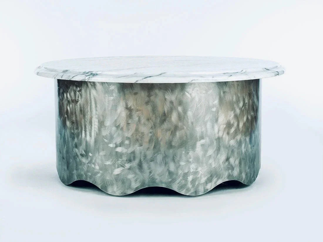 Round Marble Table with Wave Base Enrico Bartolini