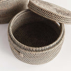 Round Rattan Storage Baskets with Lids (Set of 2) Vintage Shopper