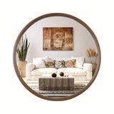 Round Vanity Mirror with Wood Frame House Of Avana