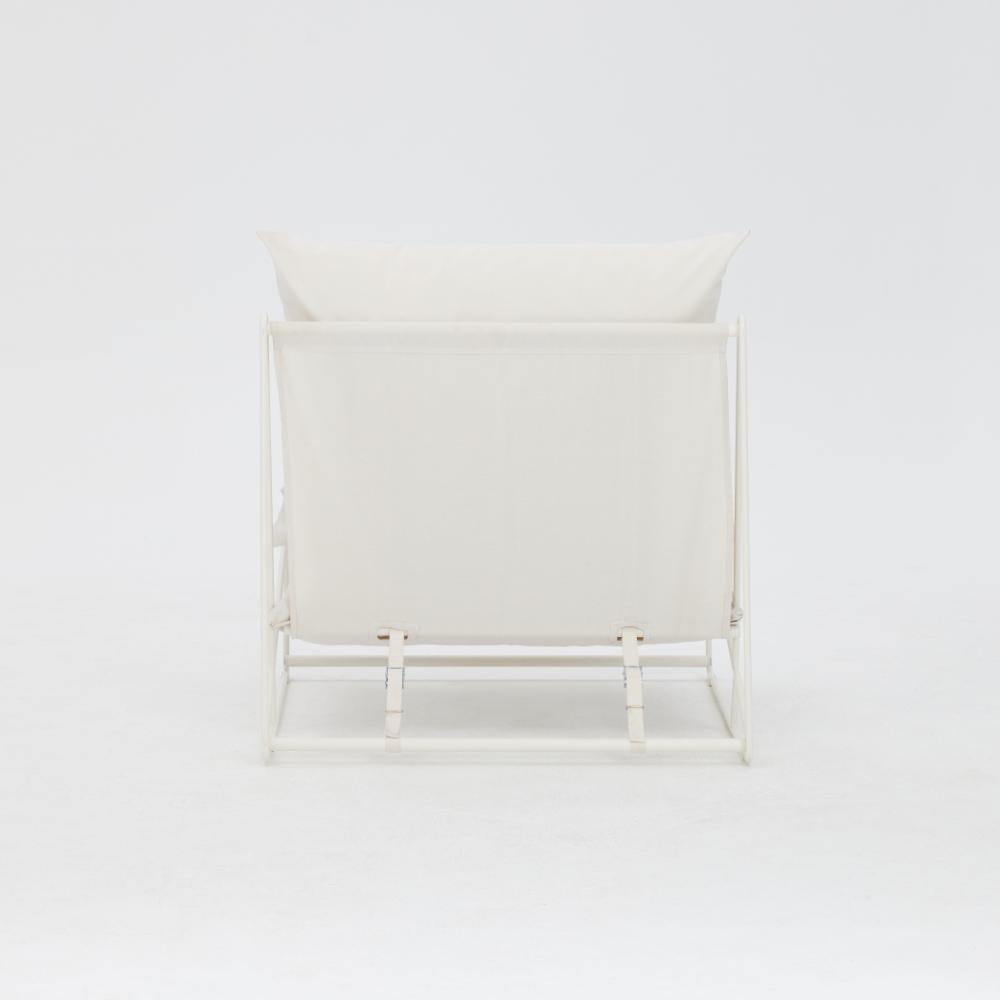 Garden Chair, Single Garden Chair, Aluminium Frame, White Cushions House Of Avana