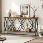 Rustic Brown And Black 70.9'' Extra Long Console Table, Industrial Sofa Table Behind Couch, 2 Tier Narrow Entryway Table with Storage Shelf, for Living Room House Of Avana