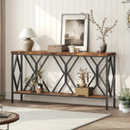 Rustic Brown And Black 70.9'' Extra Long Console Table, Industrial Sofa Table Behind Couch, 2 Tier Narrow Entryway Table with Storage Shelf, for Living Room House Of Avana [[SKU:HOA-SOF-016]]