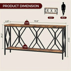 Rustic Brown And Black 70.9'' Extra Long Console Table, Industrial Sofa Table Behind Couch, 2 Tier Narrow Entryway Table with Storage Shelf, for Living Room House Of Avana [[SKU:HOA-SOF-016]]
