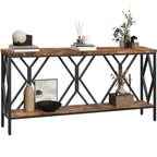 Rustic Brown And Black 70.9'' Extra Long Console Table, Industrial Sofa Table Behind Couch, 2 Tier Narrow Entryway Table with Storage Shelf, for Living Room House Of Avana