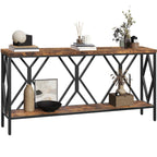 Rustic Brown And Black 70.9'' Extra Long Console Table, Industrial Sofa Table Behind Couch, 2 Tier Narrow Entryway Table with Storage Shelf, for Living Room House Of Avana [[SKU:HOA-SOF-016]]