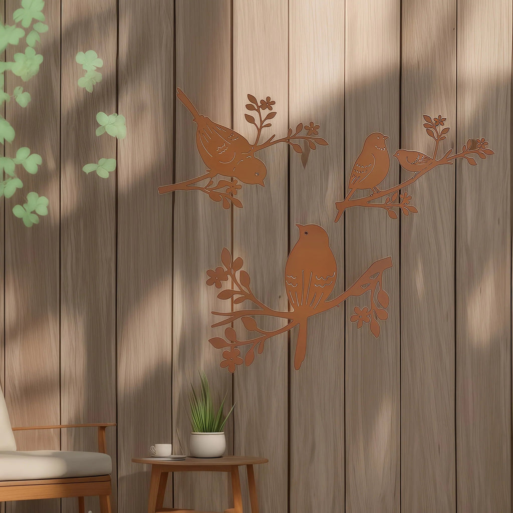 Rustic Metal Bird Wall Decor, 3d Silhouette, S Set, texture detail - House Of Avana [[SKU:HOA-WAL-412]]