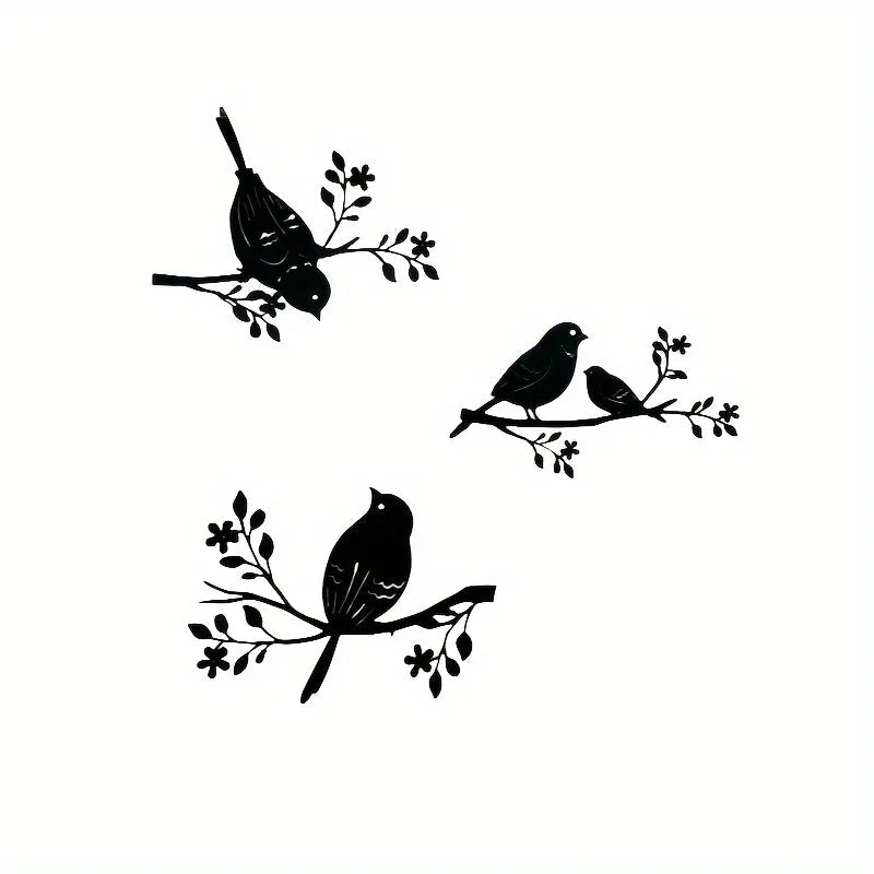 Rustic Metal Bird Wall Decor, 3d Silhouette, S Set, dimensions view - House Of Avana [[SKU:HOA-WAL-412-A]]