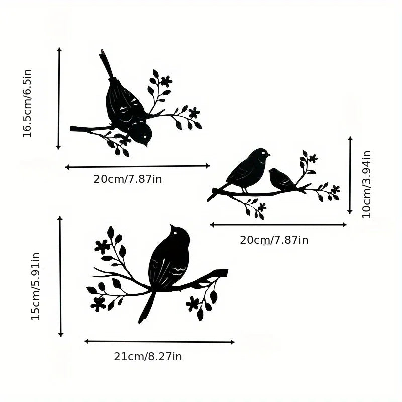 Rustic Metal Bird Wall Decor, 3d Silhouette, S Set, detail shot - House Of Avana [[SKU:HOA-WAL-412]]