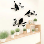 Rustic Metal Bird Wall Decor, 3d Silhouette, S Set, angled view - House Of Avana
