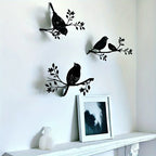 Rustic Metal Bird Wall Decor, 3d Silhouette, S Set, front view - House Of Avana