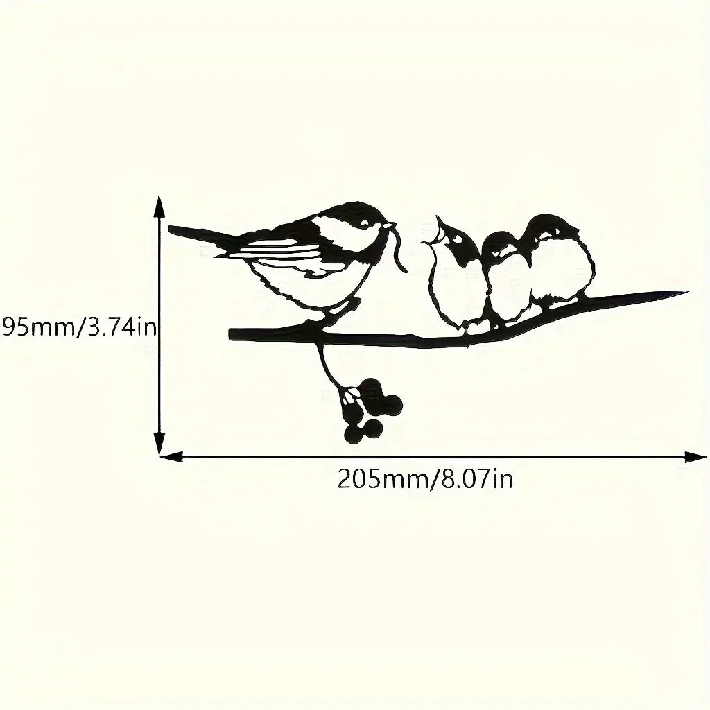 Delightful Birds Silhouette Metal Decoration - Rustic Farmhouse Garden Accent, Feeding Bird Animal Stump... - House Of Avana
