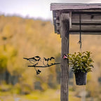 Delightful Birds Silhouette Metal Decoration - Rustic Farmhouse Garden Accent, Feeding Bird Animal Stump... - House Of Avana