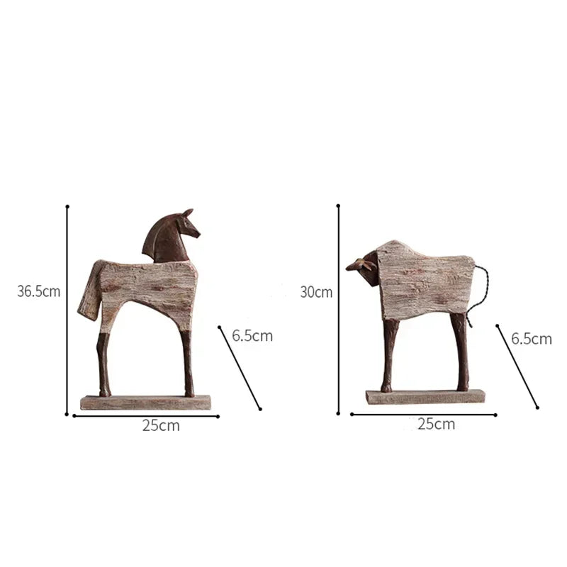 Creative Resin Ornaments the Horse Horse Simulated Animal Sculpture Wood Grain Road Handmade Arts Crafts... - House Of Avana