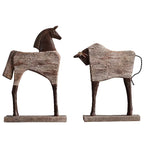 Creative Resin Ornaments the Horse Horse Simulated Animal Sculpture Wood Grain Road Handmade Arts Crafts... - House Of Avana