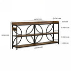 70.9" Extra Long Industrial Console Table, 3-Tier Rustic Metal & Wooden Display Rack, Heavy Duty Storage Shelves with Built-In Outlets, Vintage Entryway or Office Table, 54.3 lbs, Marble White or Rustic Finish, Entryway Furni House Of Avana