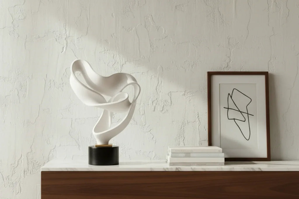 Modern Abstract Ribbon Sculpture – Luxury Resin Home Decor Ornament