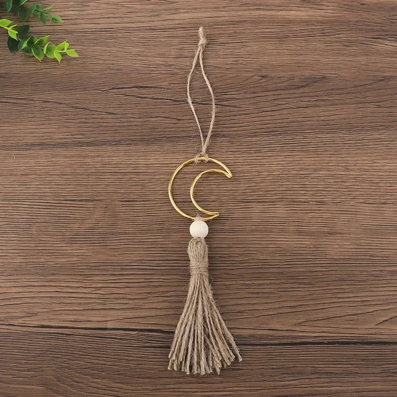 Ornament - Wooden Beads Moon Tassel Wall Decor