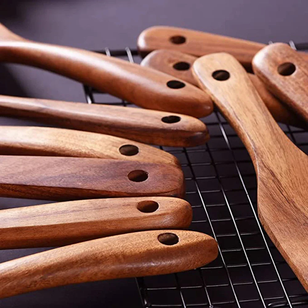 Cooking Spoons - Non-Stick Wooden Teak Set