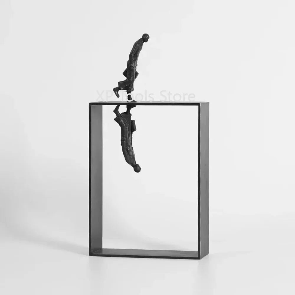 Modern Abstract Statue - Black Metal Framed Figures