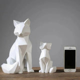 Modern White Geometric Fox Sculpture Statue | House of Avana