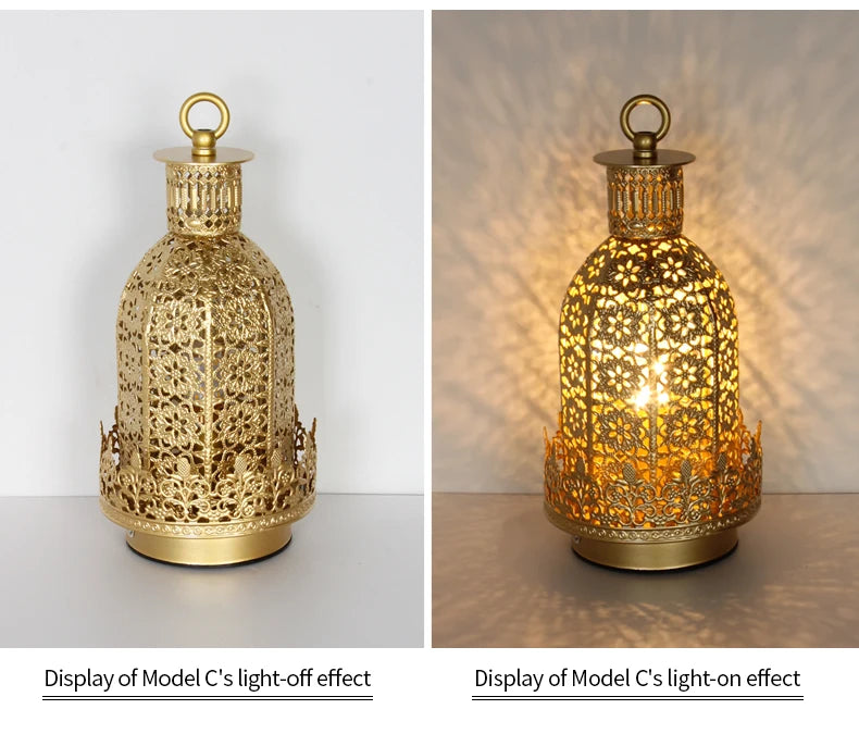 Table Lamp - Portable Iron Art Metal Long