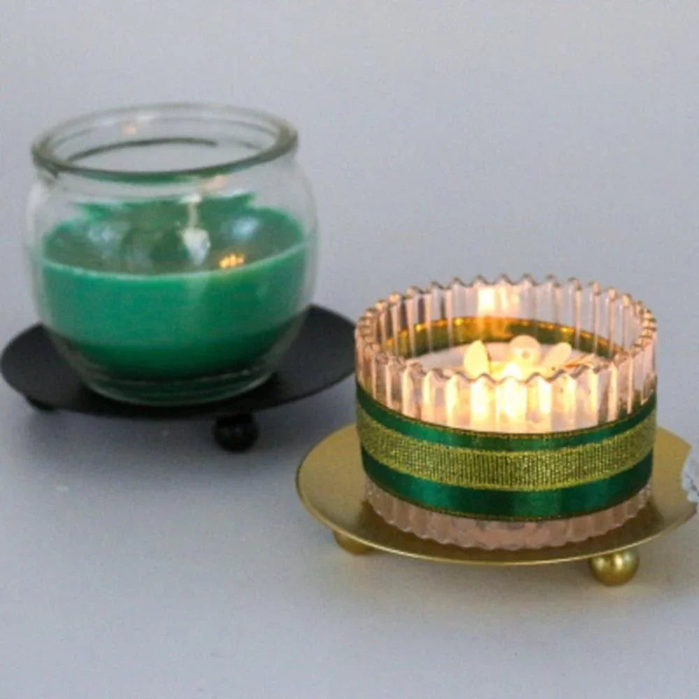 Gold and Black Metal Plated Candle Holder for Home Decor - House Of Avana