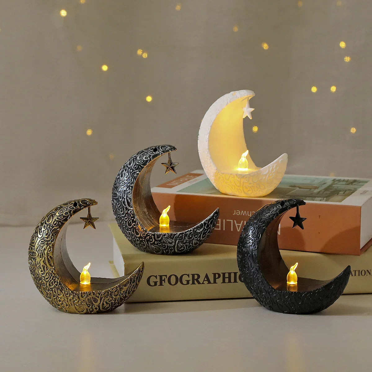 Candlestick - LED Star Moon Style White