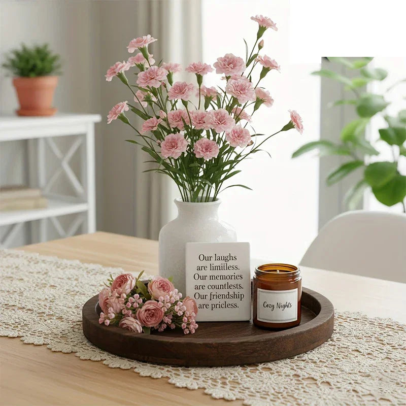 Serving Tray - Farmhouse Wood Round