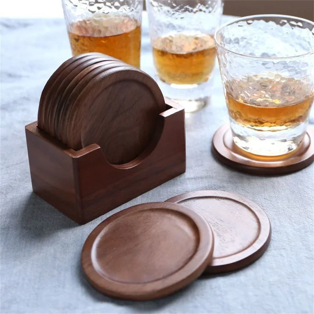 Coasters - Insulated Walnut Wood Round