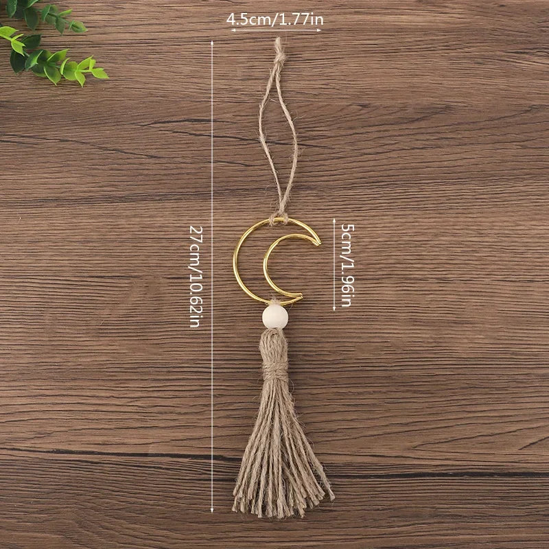 Ornament - Wooden Beads Moon Tassel Wall Decor