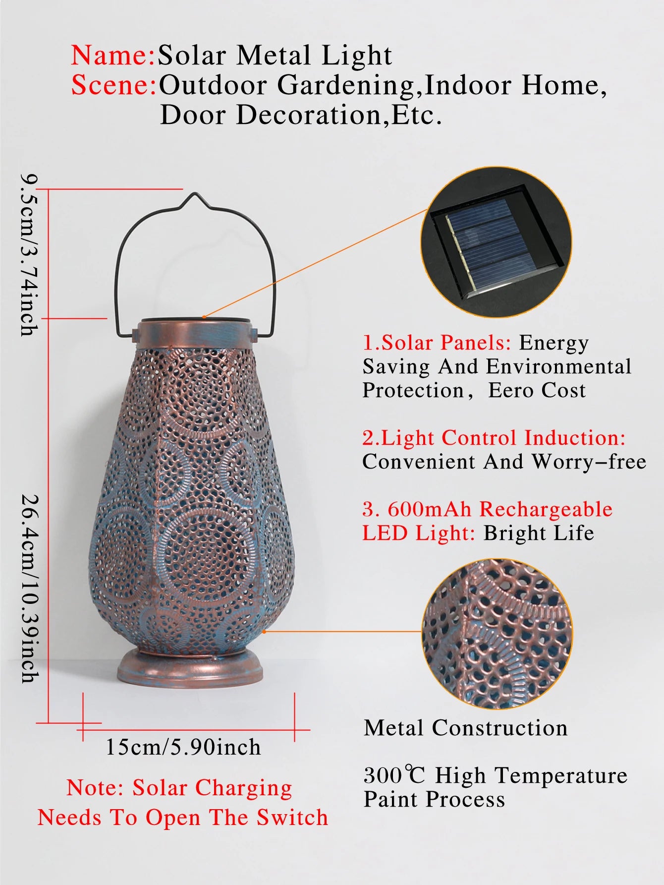 Solar Lamp - Vintage Iron Multi-Color