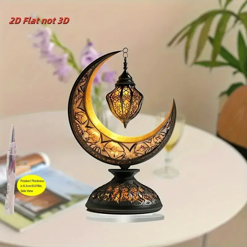 Lantern - Decorative Ceramic Crescent Moon Tabletop