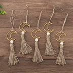 Ornament - Wooden Beads Moon Tassel Wall Decor