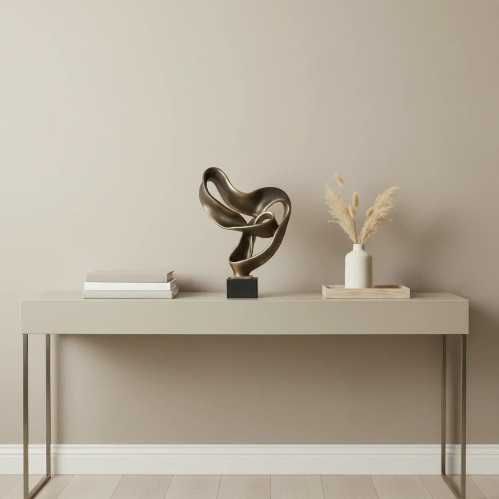 Modern Abstract Ribbon Sculpture – Luxury Resin Home Decor Ornament