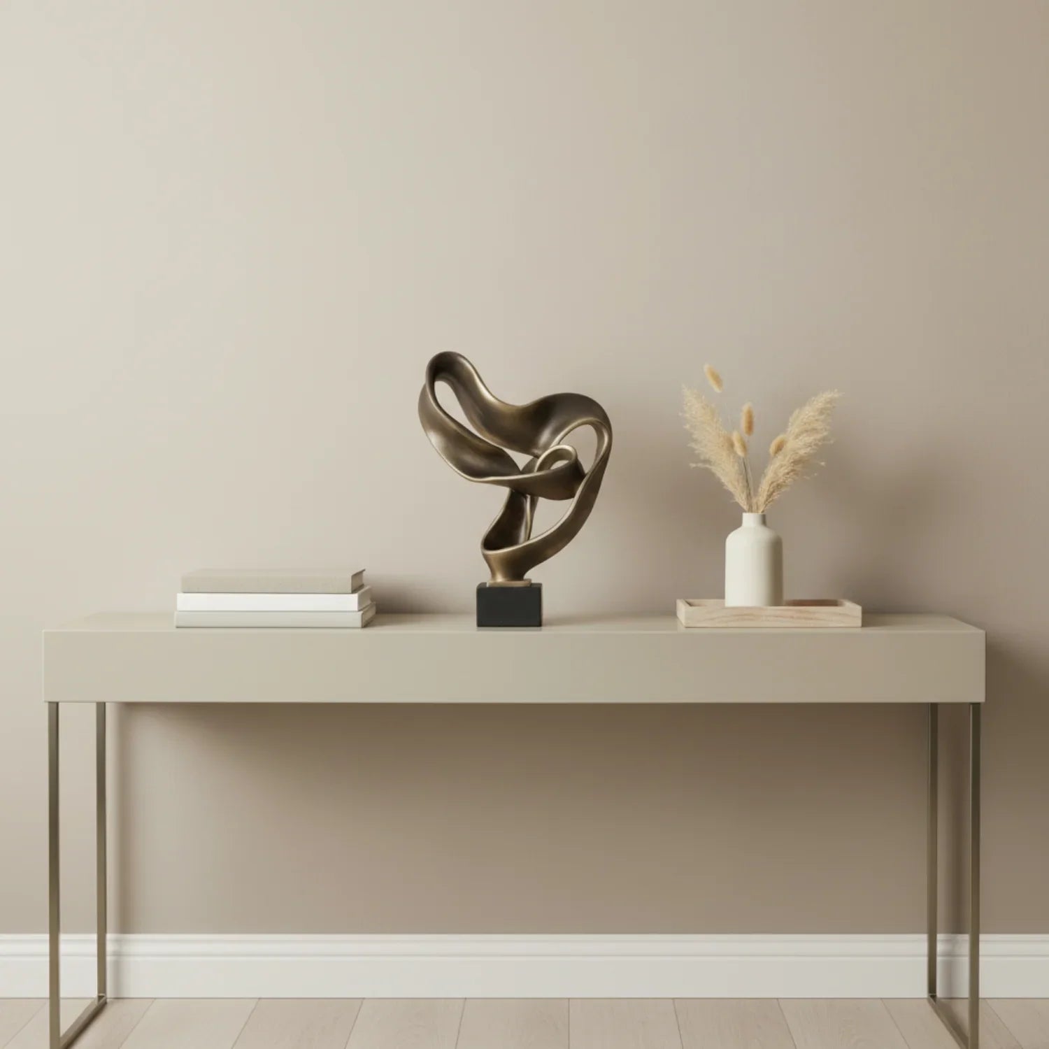 Modern Abstract Ribbon Sculpture – Luxury Resin Home Decor Ornament