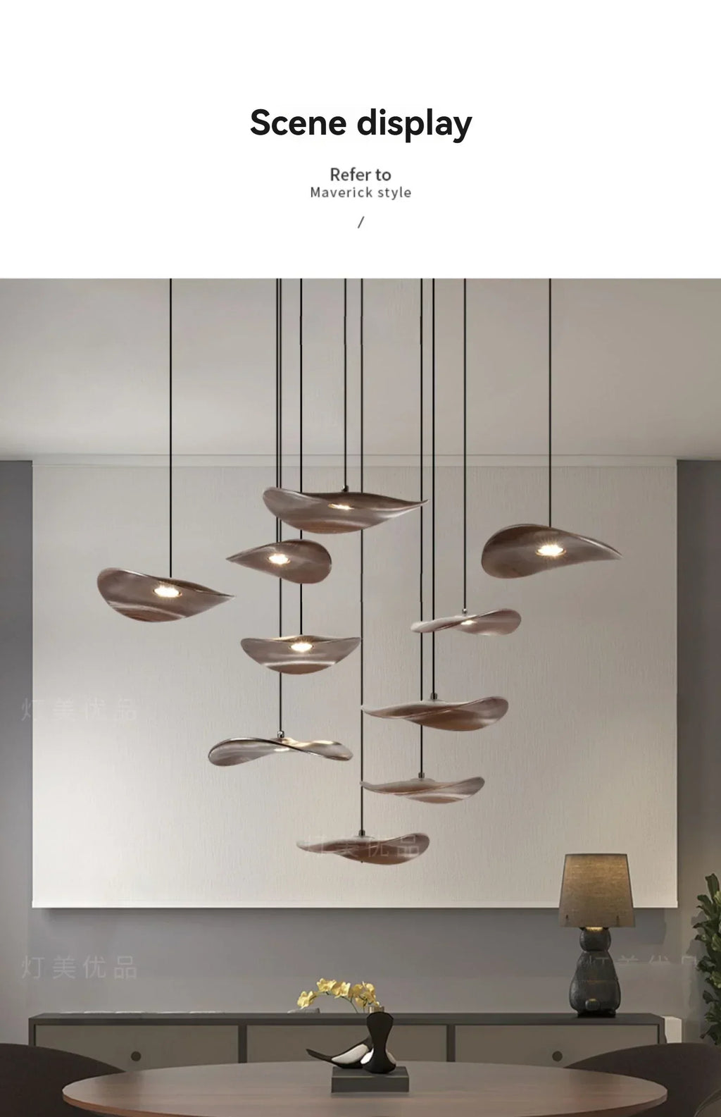 Chandelier - Multi-head Walnut