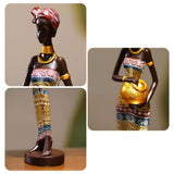 African Sculpture 16.34in Women Tribal Lady Figurine Statue Decor Art Piece 