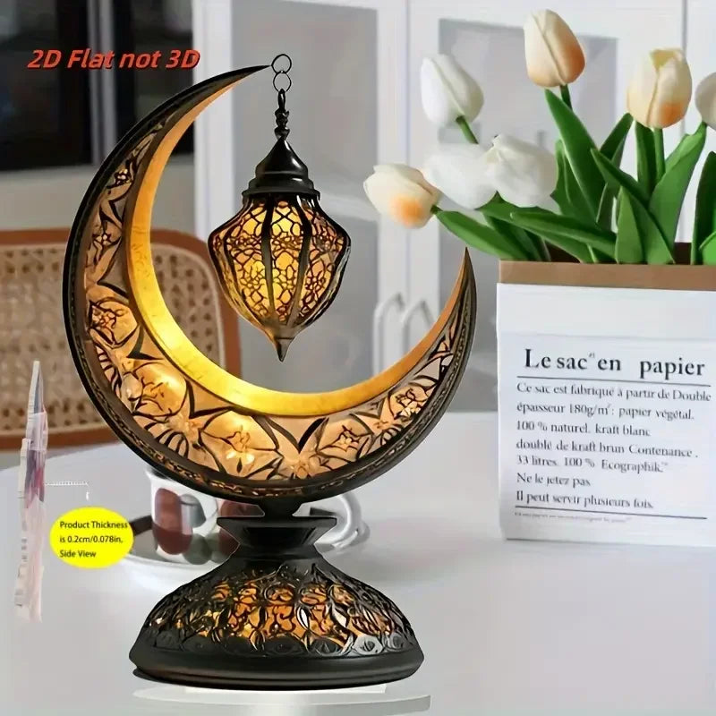 Lantern - Decorative Ceramic Crescent Moon Tabletop