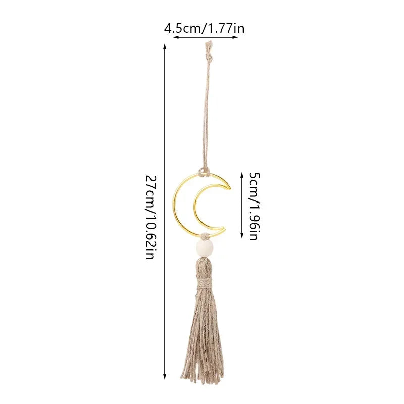 Ornament - Wooden Beads Moon Tassel Wall Decor