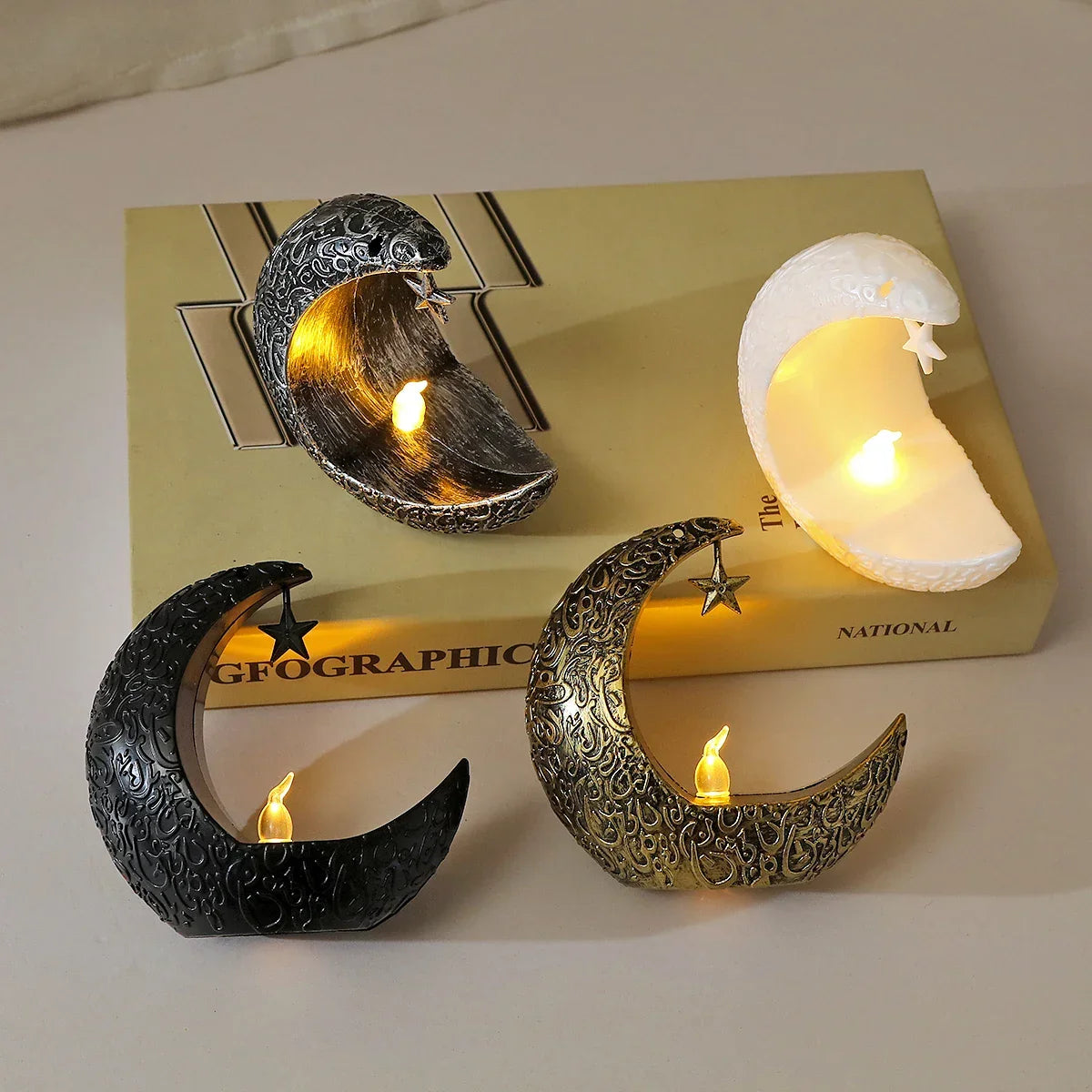 Candlestick - LED Star Moon Style White