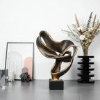 Modern Abstract Ribbon Sculpture – Luxury Resin Home Decor Ornament