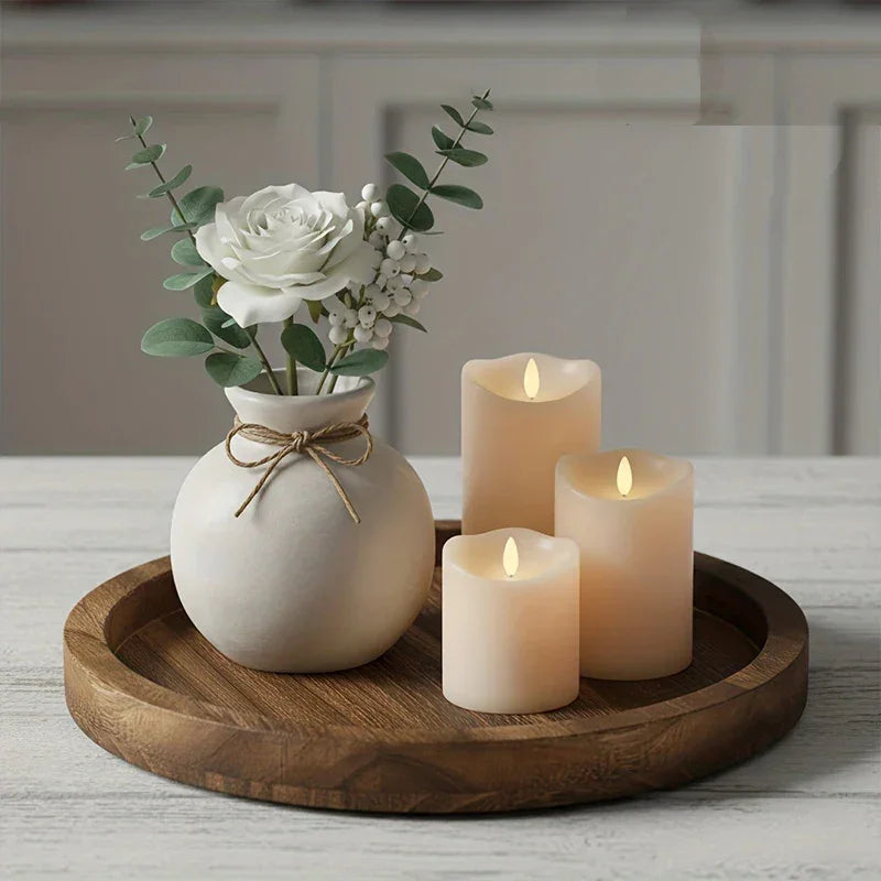 Serving Tray - Farmhouse Wood Round