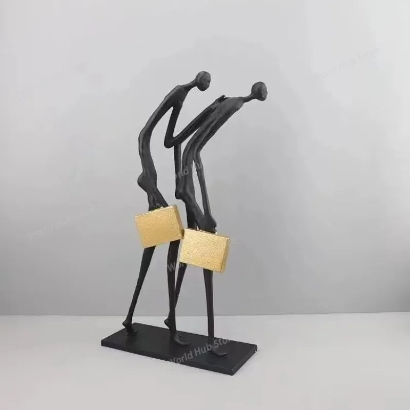 Abstract Teamwork Human Sculpture – Modern Metal Home Decor