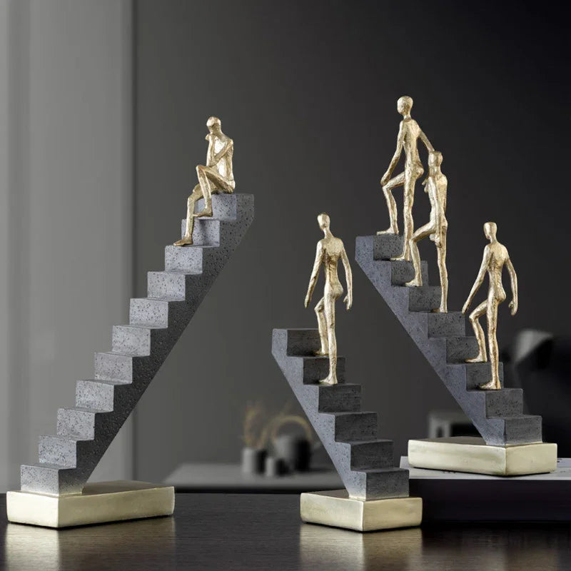 Abstract Figurine - Golden Staircase Sculpture