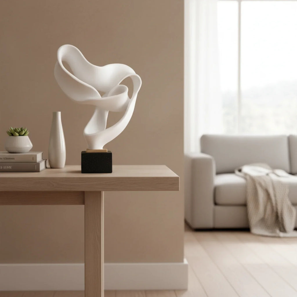 Modern Abstract Ribbon Sculpture – Luxury Resin Home Decor Ornament