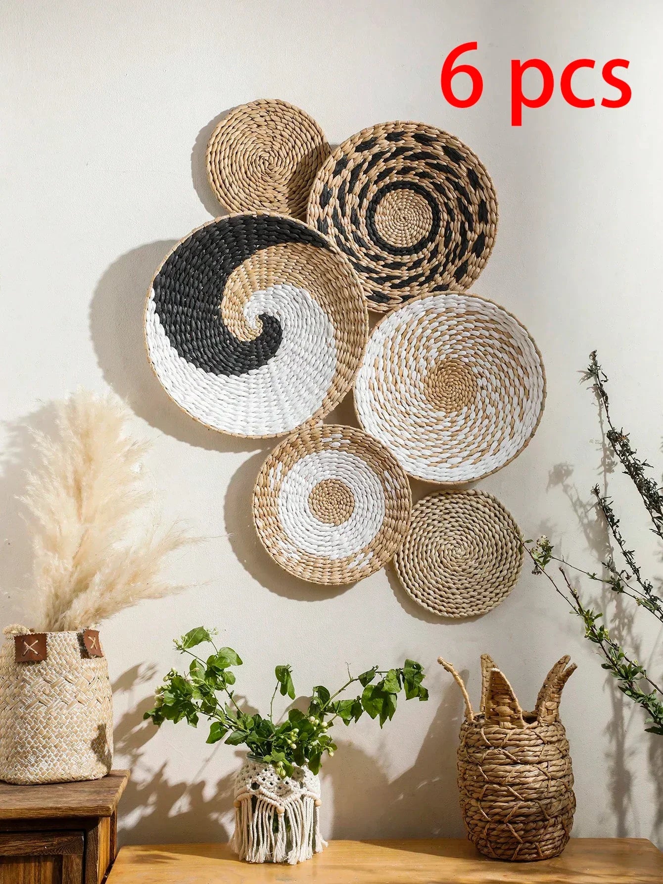 Seagrass Wall Hanging Decor Wall Basket Boho Home Decoration Handmade Natural Wall Art for Kitchen Bedroom Living Room Ornament - House Of Avana