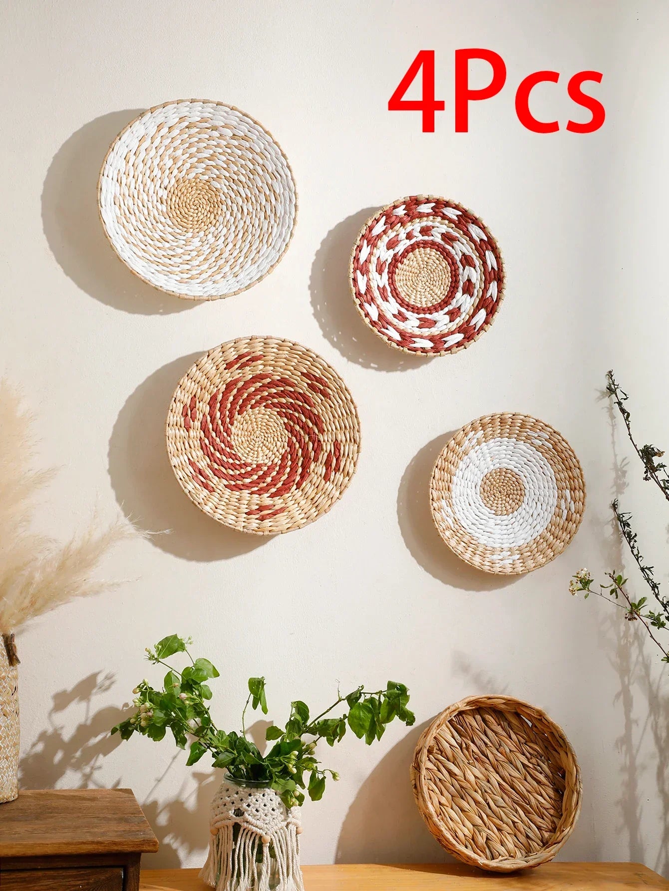 Seagrass Wall Hanging Decor Wall Basket Boho Home Decoration Handmade Natural Wall Art for Kitchen Bedroom Living Room Ornament - House Of Avana