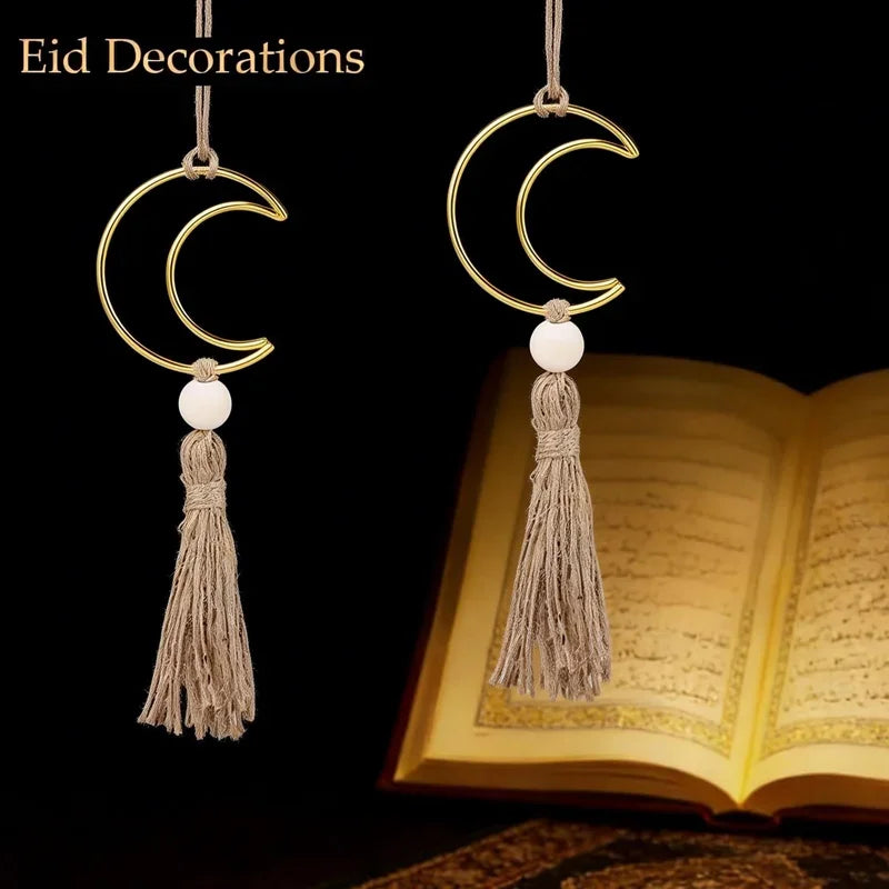 Ornament - Wooden Beads Moon Tassel Wall Decor