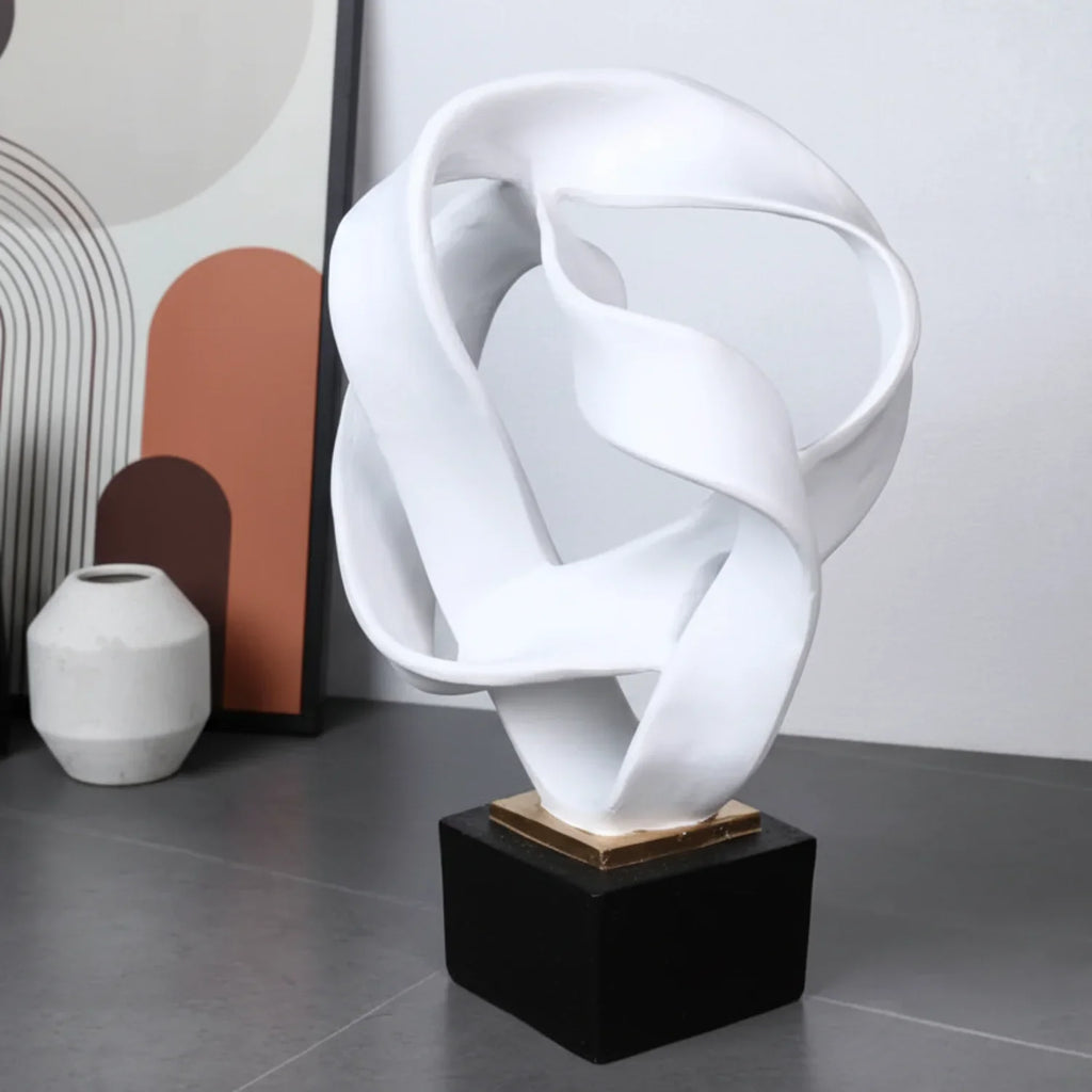 Modern Abstract Ribbon Sculpture – Luxury Resin Home Decor Ornament